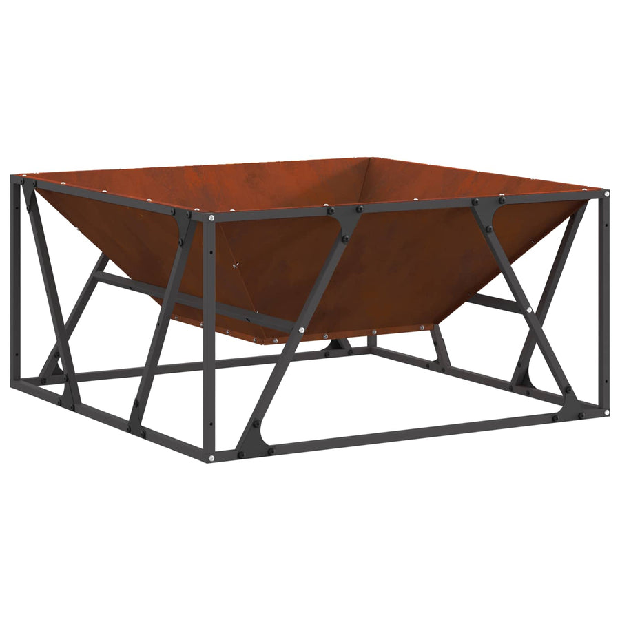 Vuurkorf Bruin Cortenstaal 80 x 80 x 40 cm Weerbestendig staal/bruin