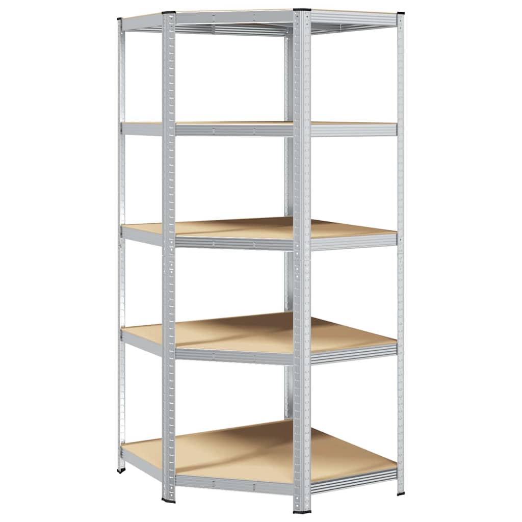 Hoekplank met plank Zilver 90 x 90 x 198 cm Bewerkt hout