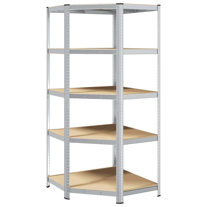 Hoekplank met plank Zilver 90 x 90 x 198 cm Bewerkt hout