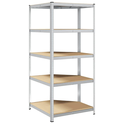 Hoekplank met plank Zilver 90 x 90 x 198 cm Bewerkt hout