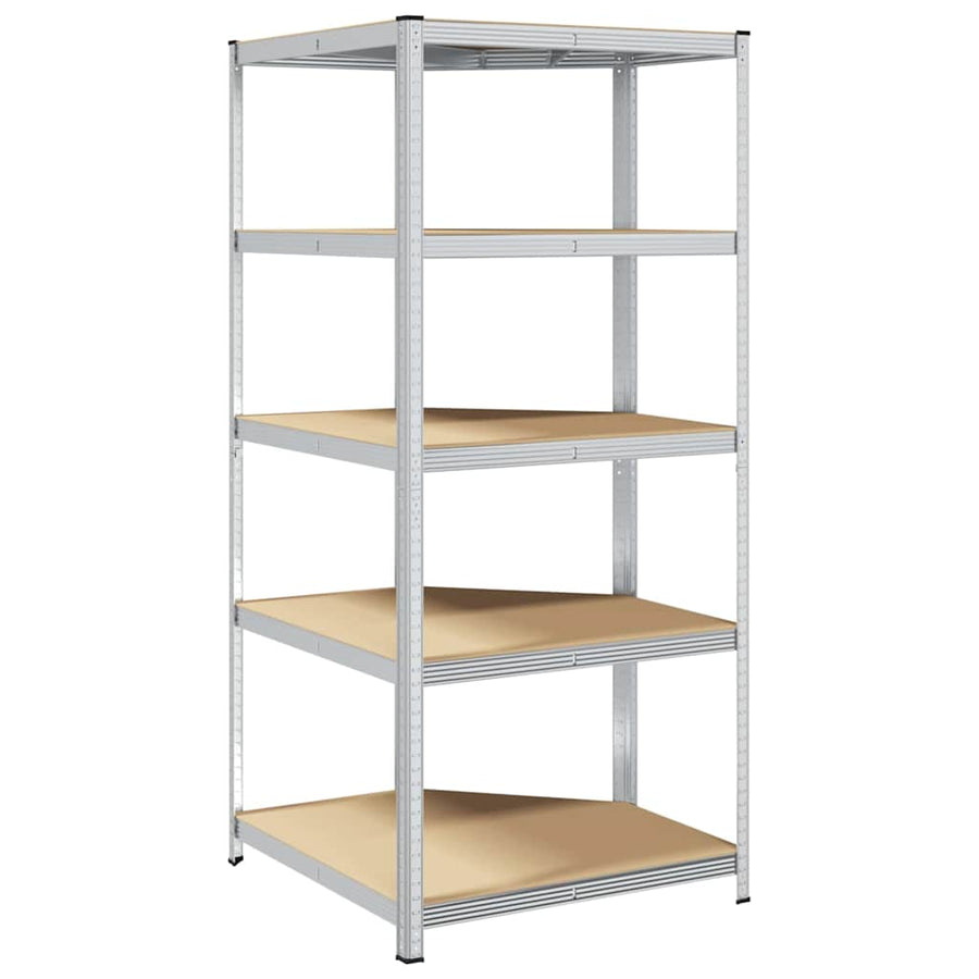 Hoekplank met plank Zilver 90 x 90 x 198 cm Bewerkt hout