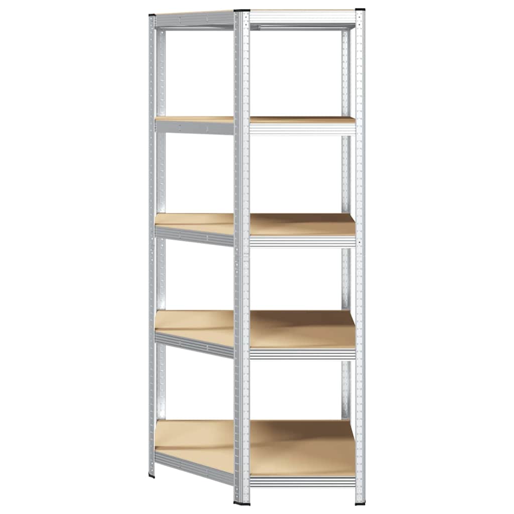 Hoekplank met plank Zilver 90 x 90 x 198 cm Bewerkt hout