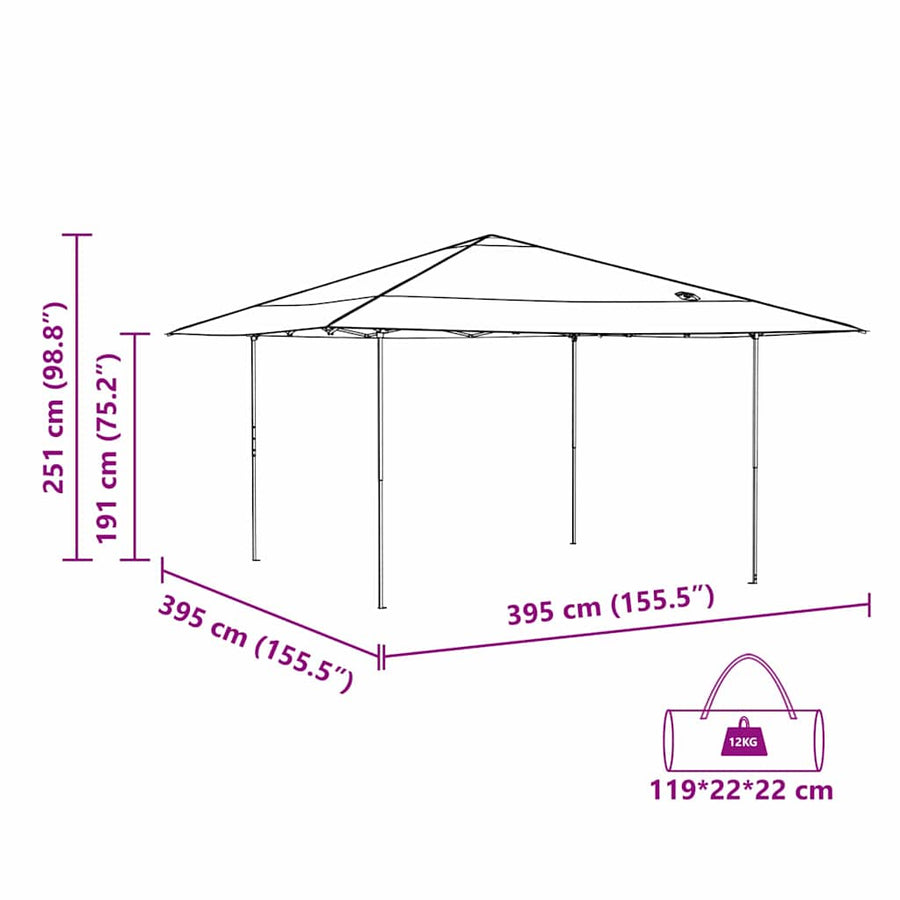 Luifeltent Groen 400 x 400 x 227 / 236 / 245 cm Oxford stof