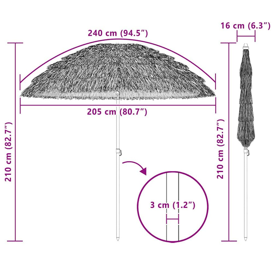 Strandparasol Bruin Ø 206 x 209.5 cm Staal