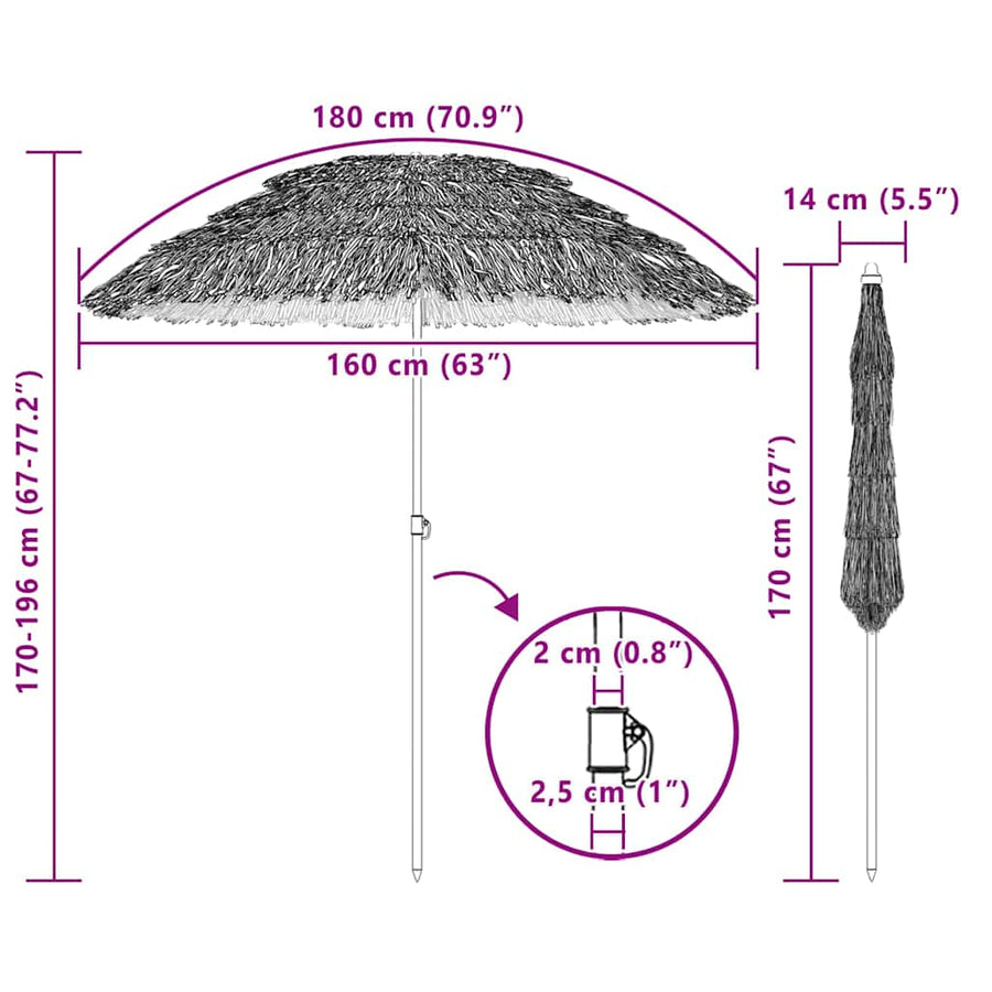 Strandparasol Bruin Ø 160 x 196 cm Staal