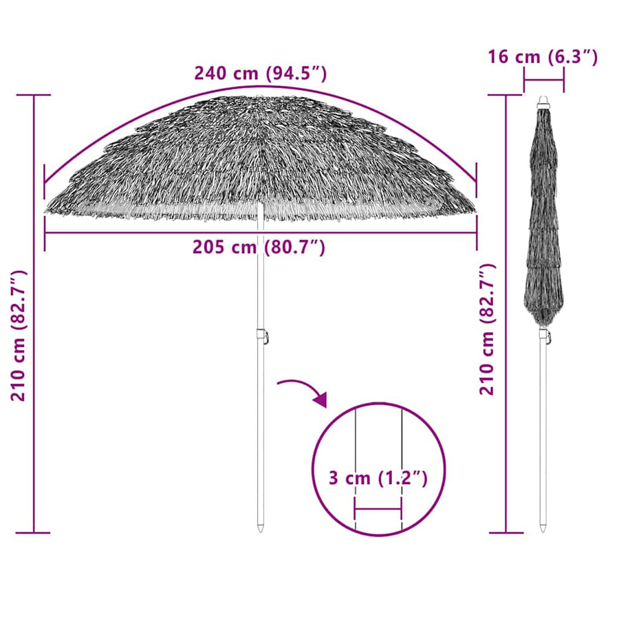 Strandparasol Bruin Ø 206 x 209.5 cm Staal