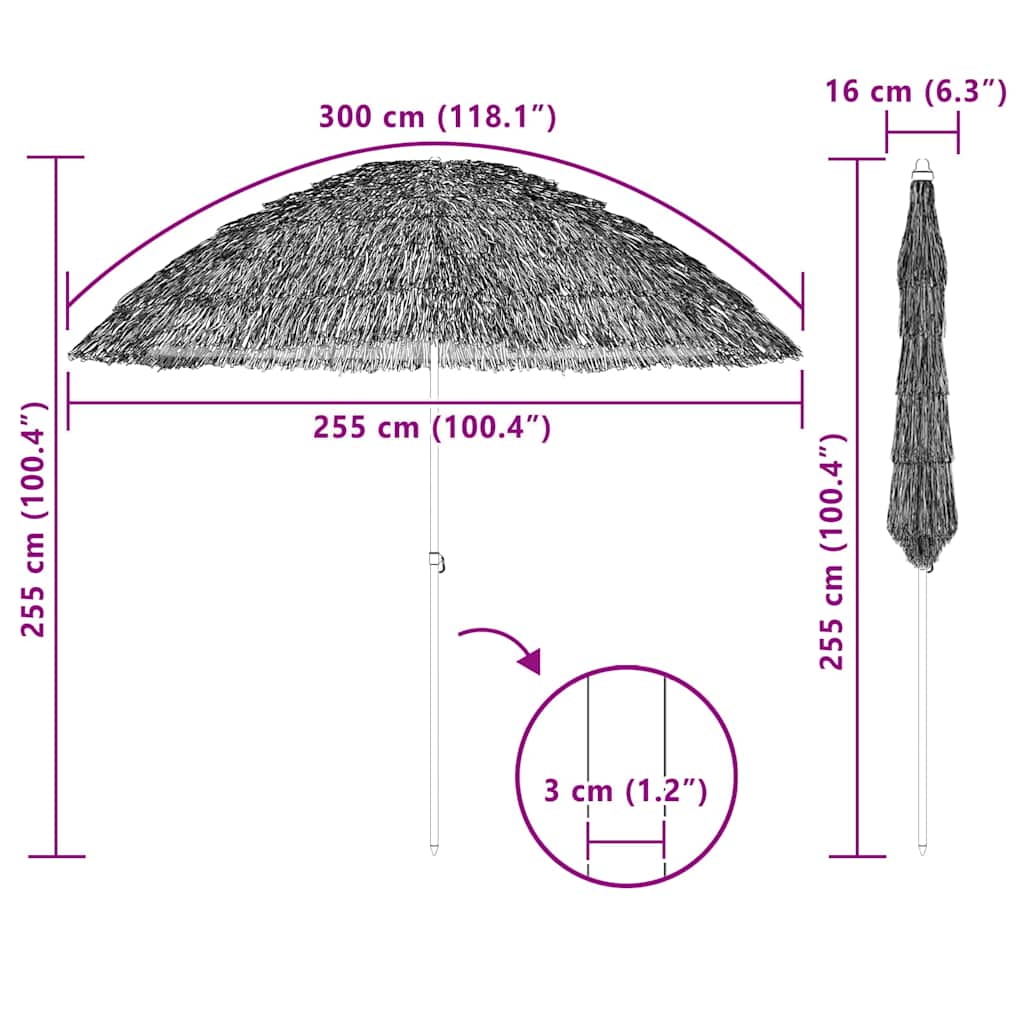Strandparasol Bruin Ø 265 x 267 cm Staal