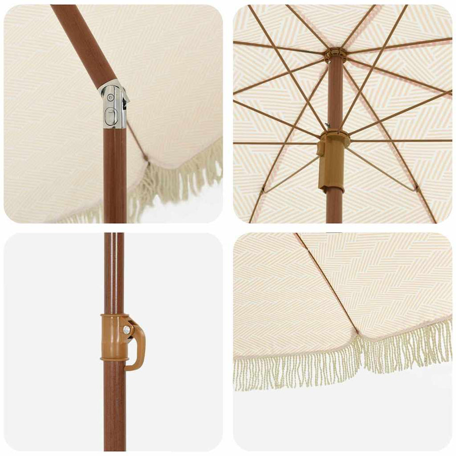 Parasol Geel en Wit Ø 160 x 195 cm Staal