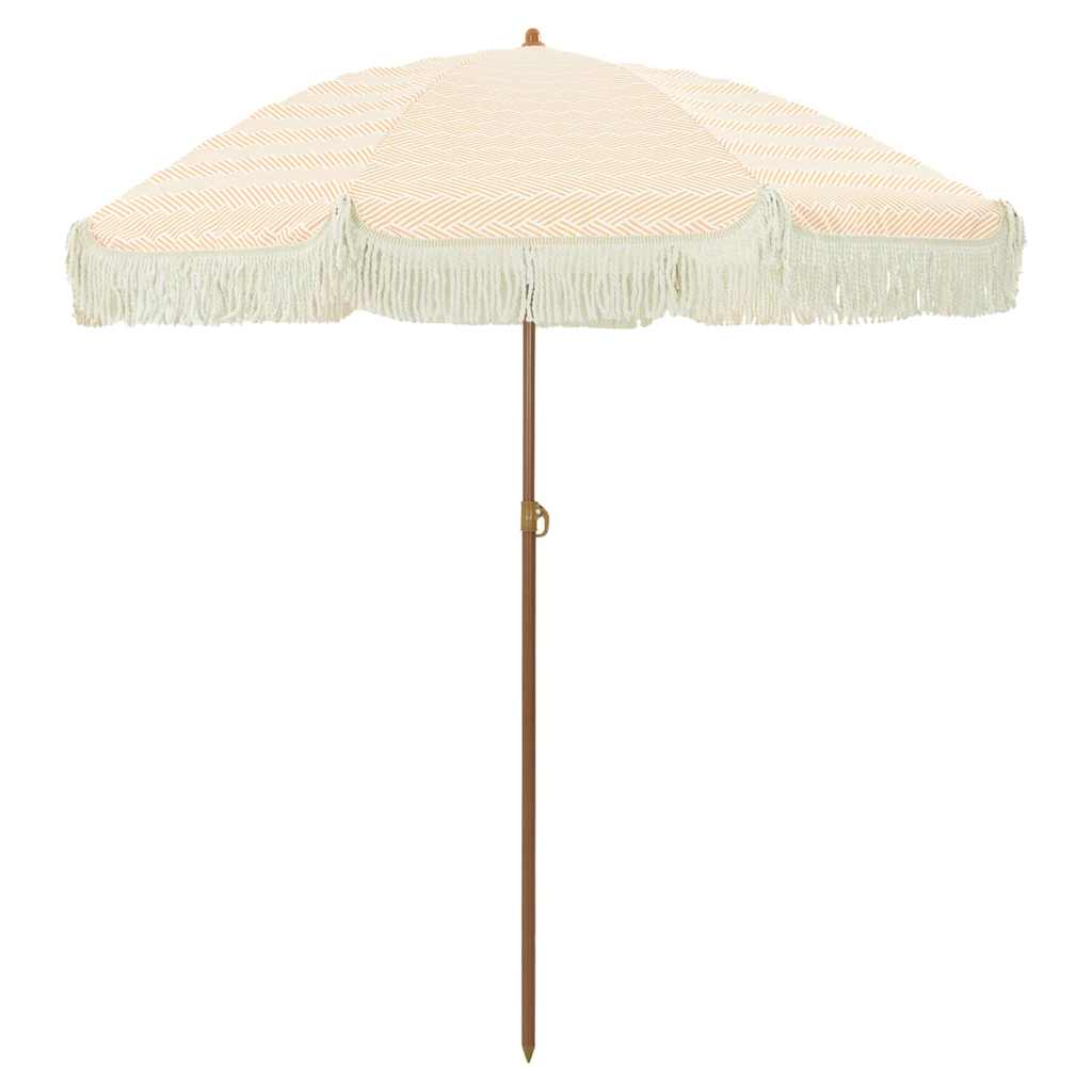 Parasol Geel en Wit Ø 160 x 195 cm Staal