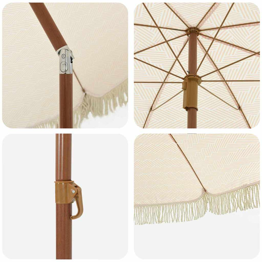 Parasol Geel en Wit Ø 205 x 209 cm Staal