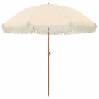 Strandparasol geel wit Ø 205x209 cm staal
