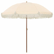 Strandparasol geel wit Ø 205x209 cm staal