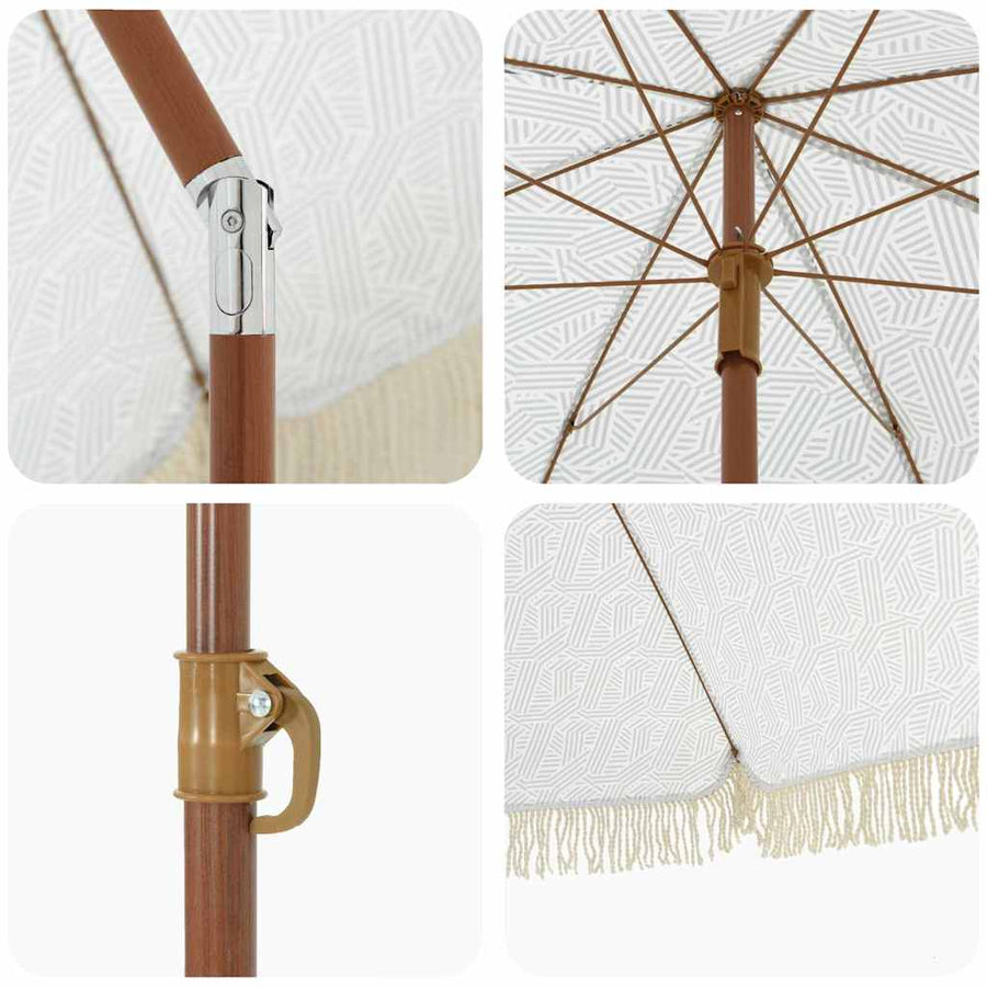 Parasol Grijs en Wit Ø 160 x 195 cm Staal