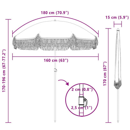 Parasol Grijs en Wit Ø 160 x 195 cm Staal