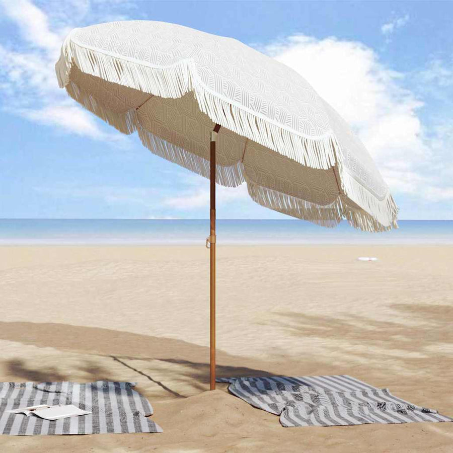 Parasol Grijs en Wit Ø 205 x 209 cm Staal