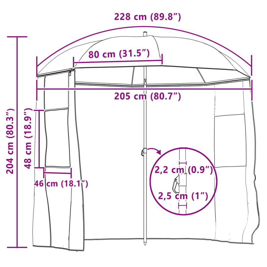 Vis Paraplu Geel Leger 240 x 210 cm Oxford Polyester