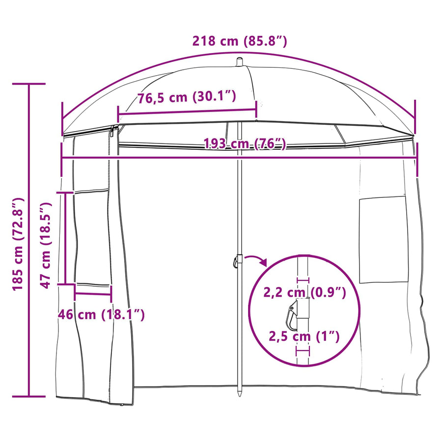 Vis Paraplu Geel Leger 220 x 193 cm Oxford Polyester