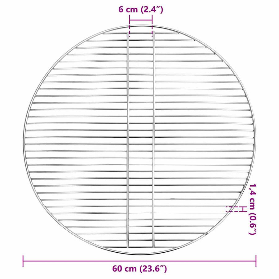 Barbecuerooster Zilver 60 x 60 cm Roestvrij staal