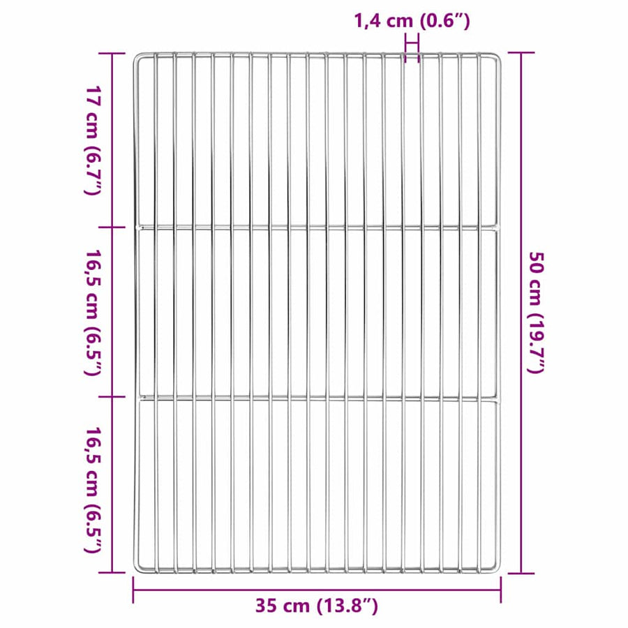 Grillrooster Zilver 50 x 35 cm Roestvrij staal
