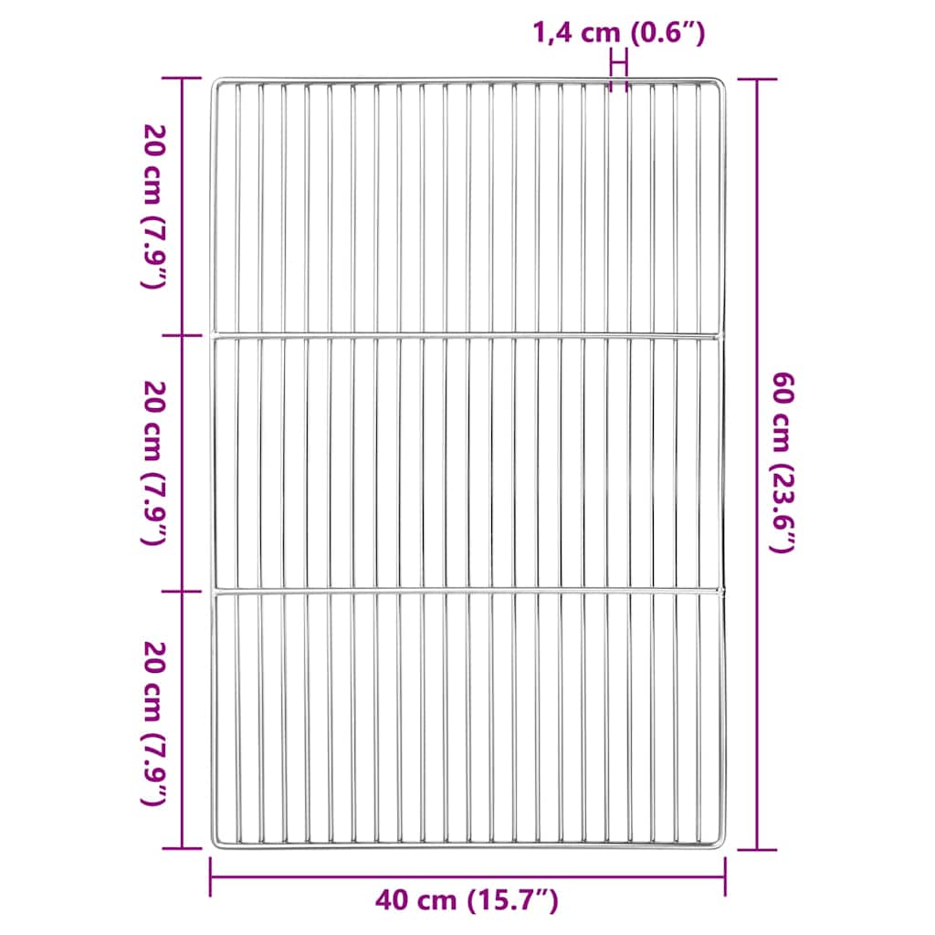 Grillrooster Zilver 60 x 40 cm Roestvrij staal