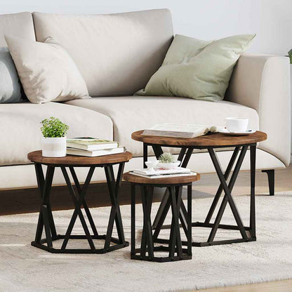 Nestbare Bijzettafel 3 pcs Gerookt eiken