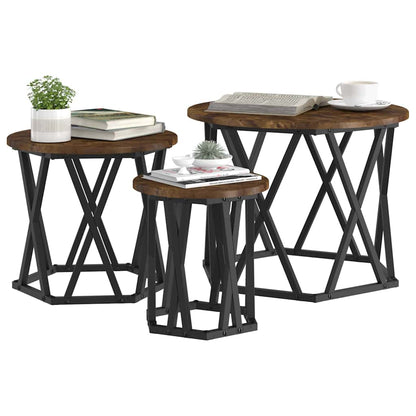 Nestbare Bijzettafel 3 pcs Gerookt eiken