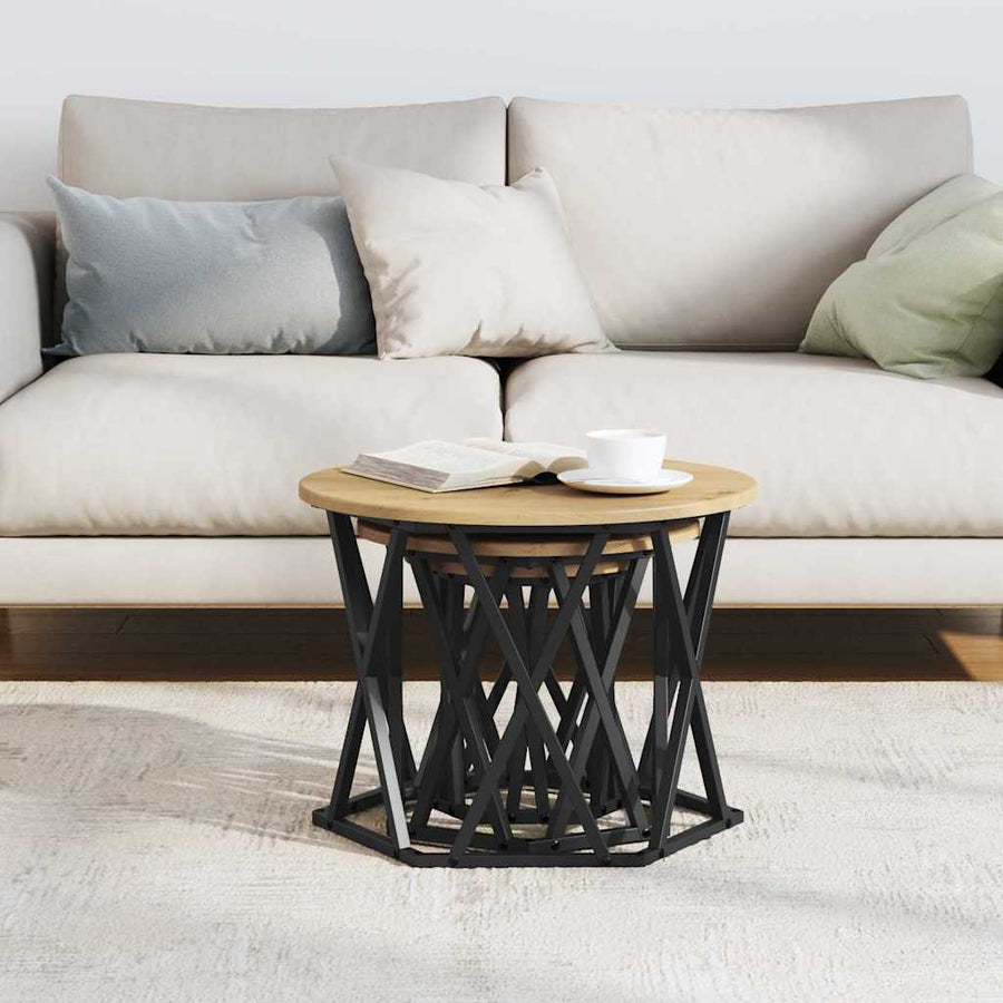 Nestbare Bijzettafel 3 pcs Artisan Eiken