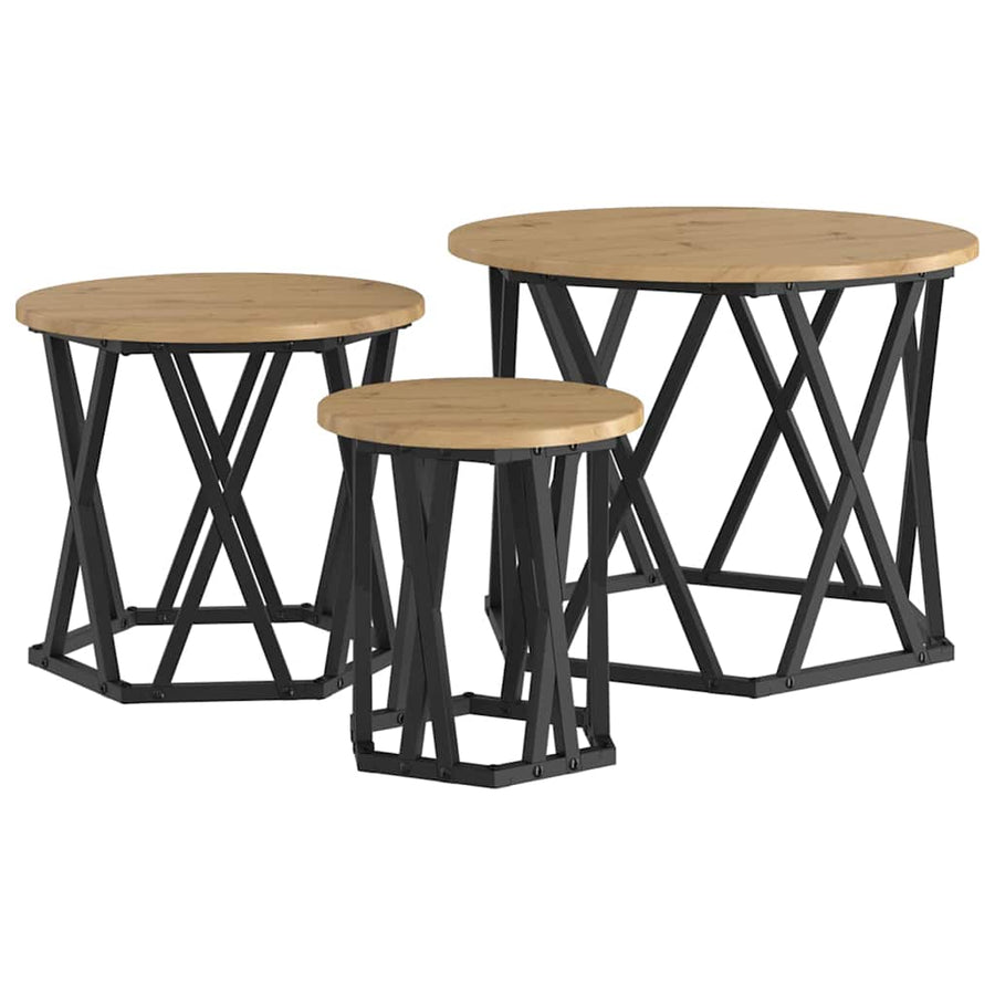 Nestbare Bijzettafel 3 pcs Artisan Eiken