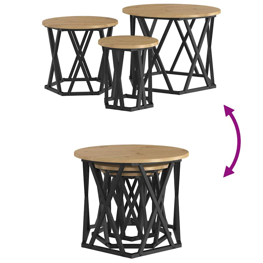 Nestbare Bijzettafel 3 pcs Artisan Eiken