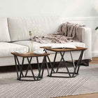 Side Table Set 2 pcs Smoked Oak Engineered Wood and Steel