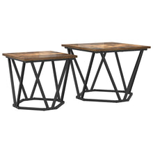 Bijzettafelset 2 pcs Gerookt eiken Engineered hout en staal