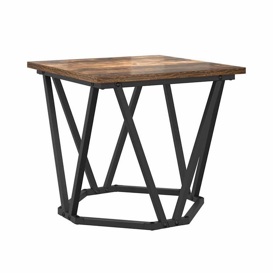 Bijzettafelset 2 pcs Gerookt eiken Engineered hout en staal