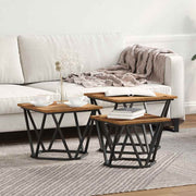 Salontafel set 3 stuks 50x50x40 cm oud hout staal