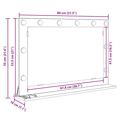 Schmink Spiegel 80 X 15 X 18 Cm Glas En Hout Met Kunststof 80 x 55 x 18 cm