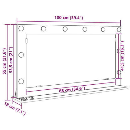 Schmink Spiegel Wit 100 x 55 x 18 cm Bewerkt hout en glas