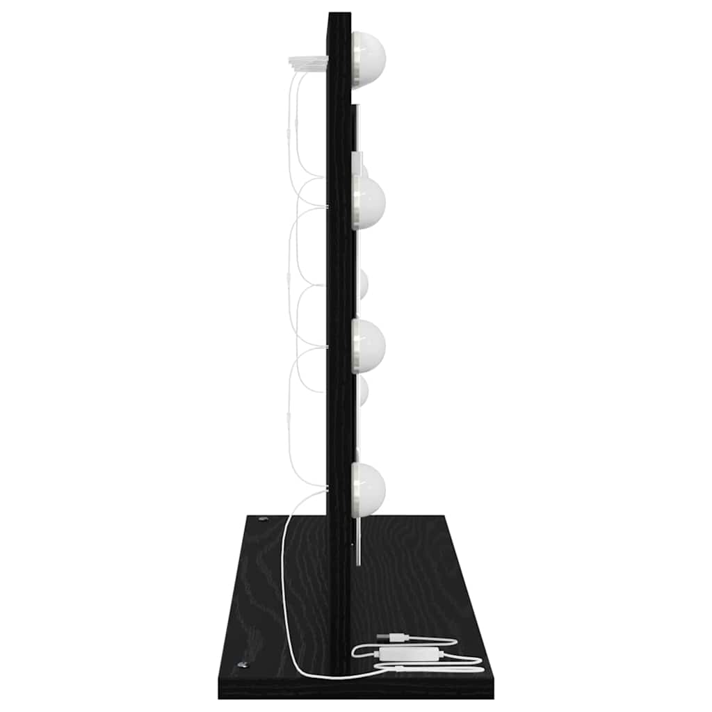 Schmink Spiegel Rechthoekig Zwart Eiken 60 x 45 x 18 cm