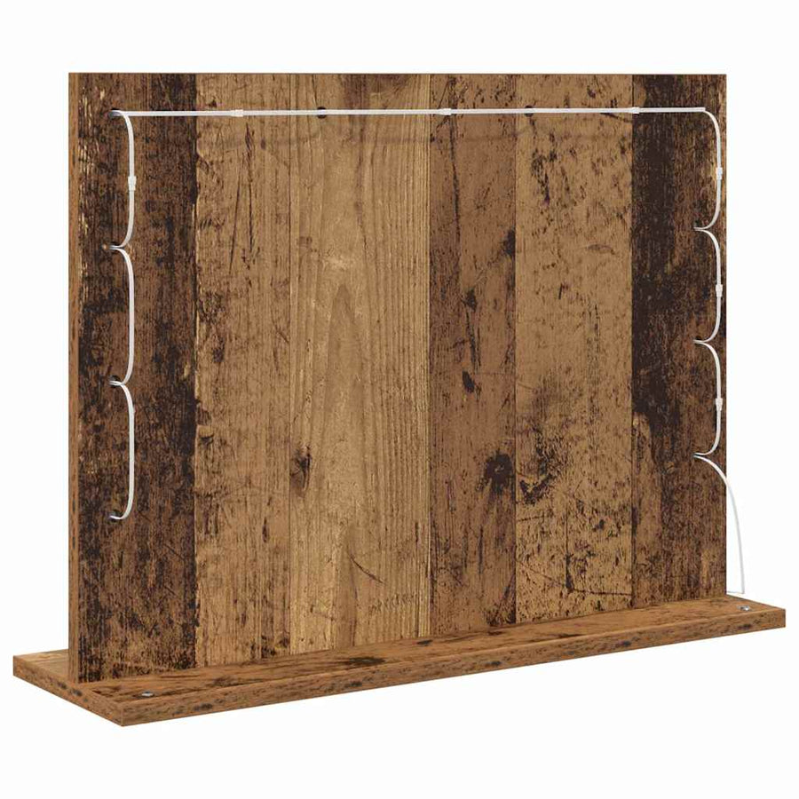 Schmink Spiegel Rechthoekig met spiegel Oudhout 60 x 45 x 18 cm