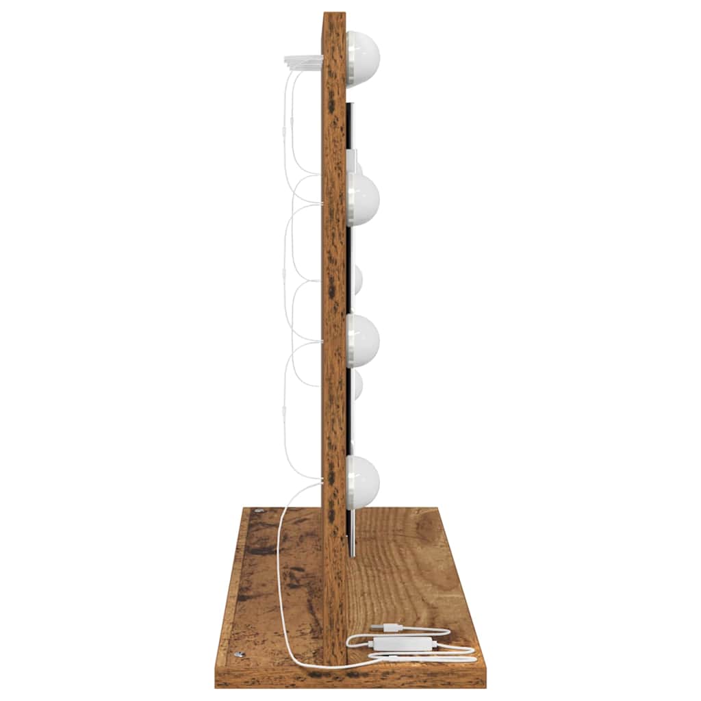 Schmink Spiegel Rechthoekig met spiegel Oudhout 60 x 45 x 18 cm