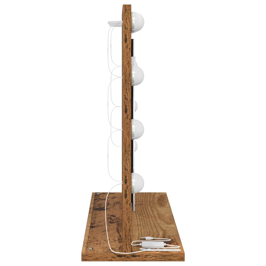 Schmink Spiegel Rechthoekig met spiegel Oudhout 60 x 45 x 18 cm