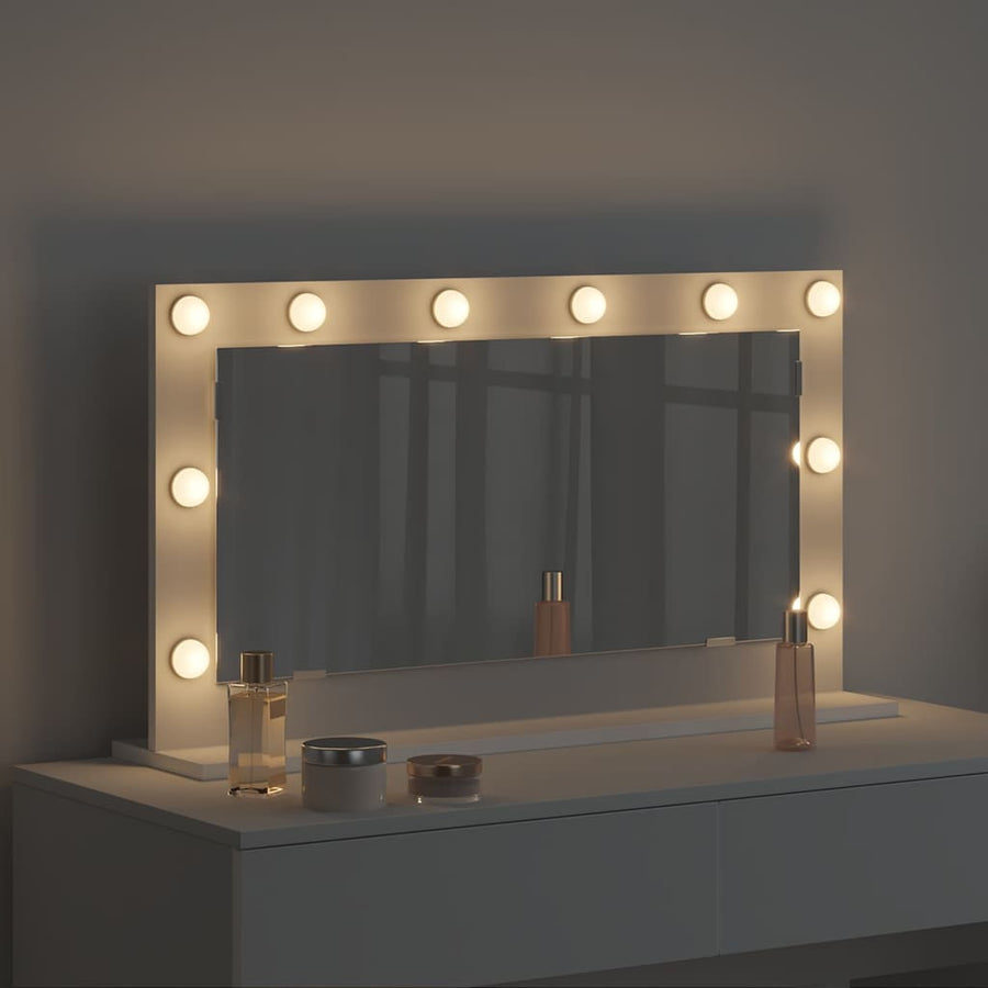 Schmink Spiegel Wit 80 x 45 x 18 cm Glas en Hout met Kunststof