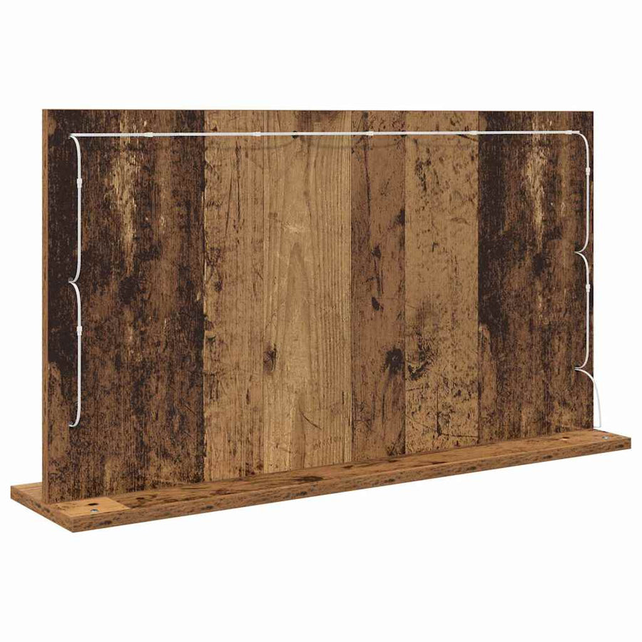 Schmink Spiegel Rechthoekig met spiegel Oudhout 80 x 45 x 18 cm