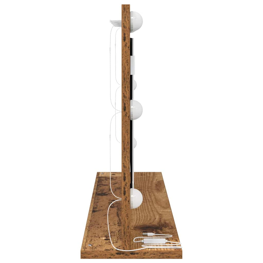 Schmink Spiegel Rechthoekig met spiegel Oudhout 80 x 45 x 18 cm