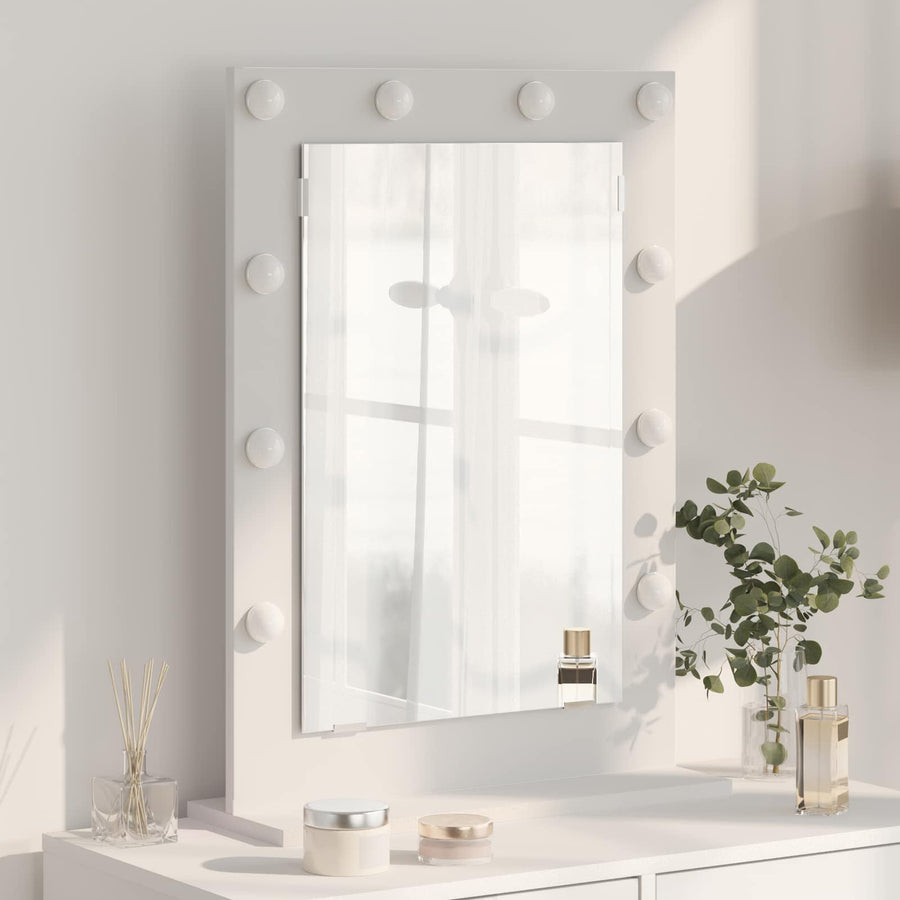 Schmink Spiegel Wit 70 x 50 x 18 cm Glas en Hout met Kunststof