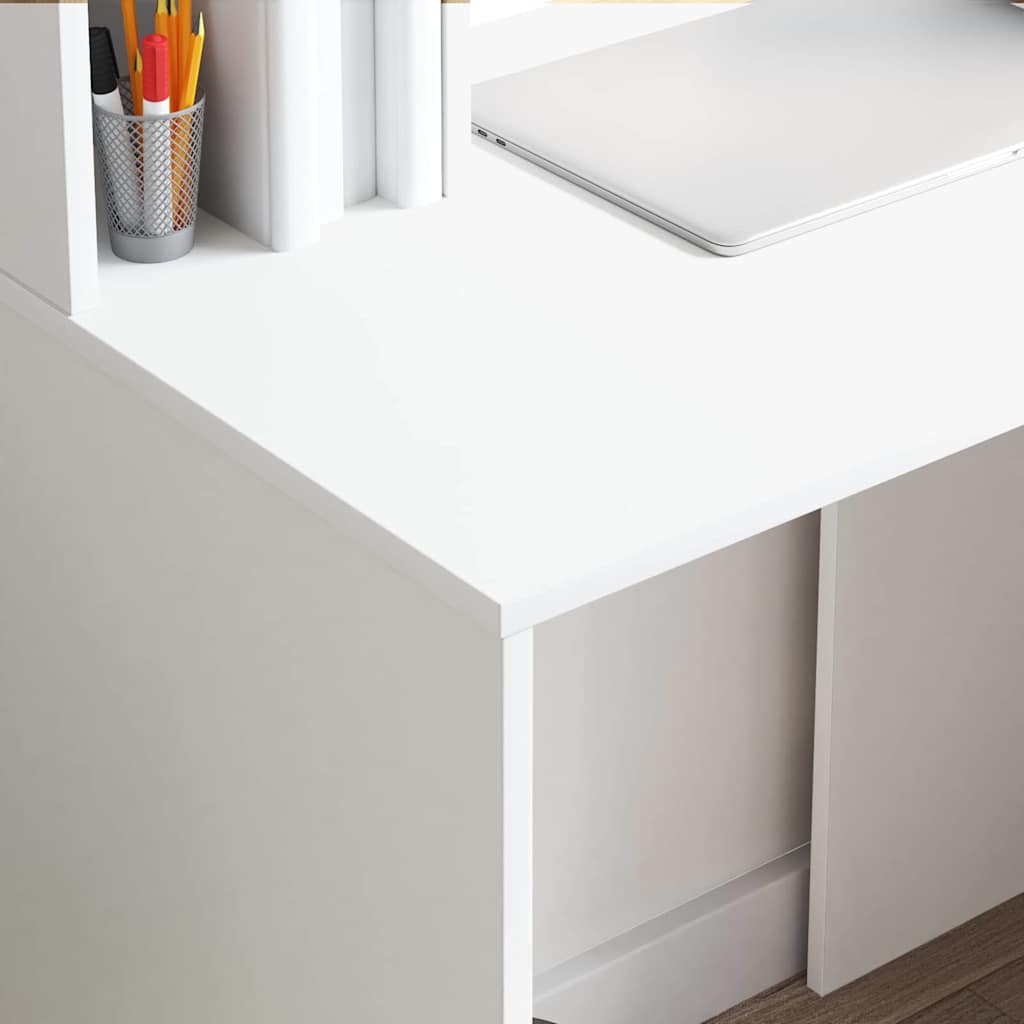 Bureau met plank met opslag Wit 91 x 50 x 149 cm Bewerkt hout