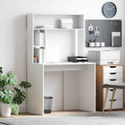 Desk with Shelf and Storage White 91 x 50 x 149 cm Engineered Wood