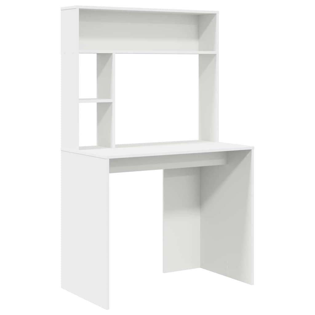 Bureau met plank met opslag Wit 91 x 50 x 149 cm Bewerkt hout
