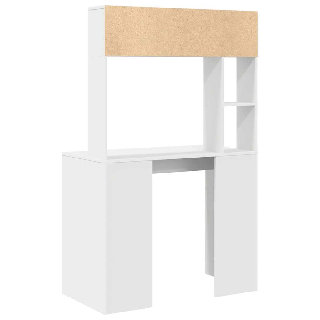 Bureau met plank met opslag Wit 91 x 50 x 149 cm Bewerkt hout