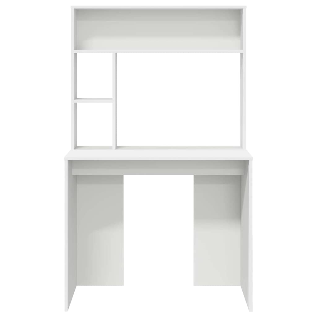 Bureau met plank met opslag Wit 91 x 50 x 149 cm Bewerkt hout