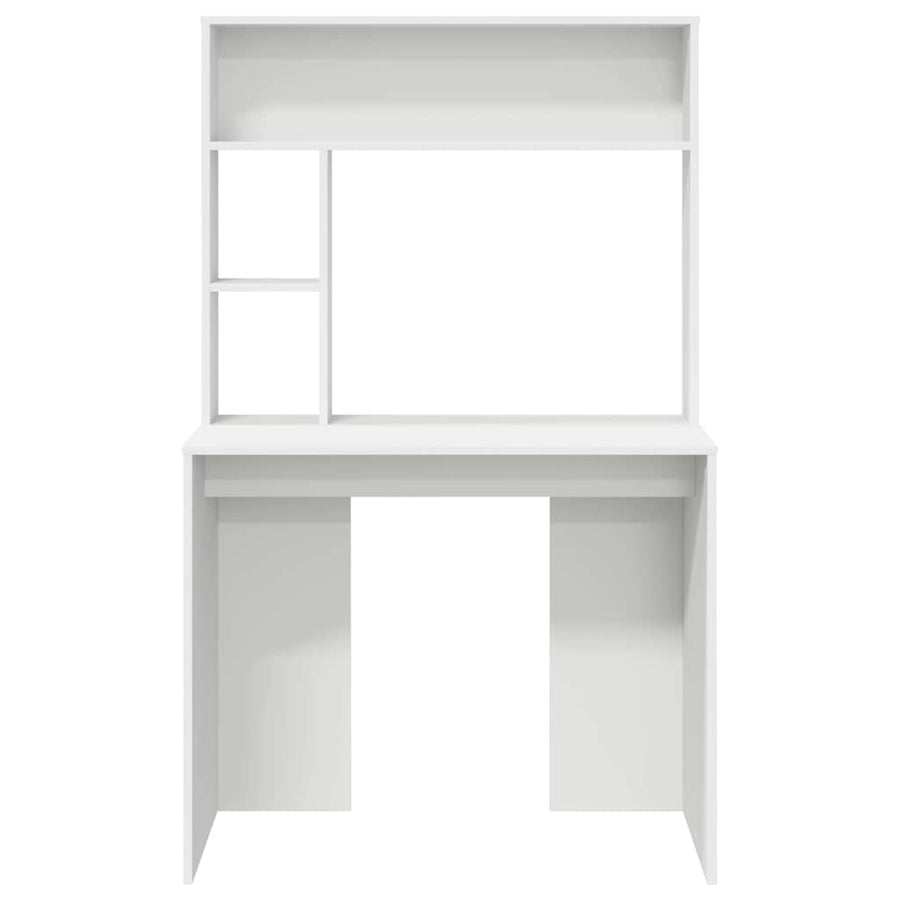 Bureau met plank met opslag Wit 91 x 50 x 149 cm Bewerkt hout