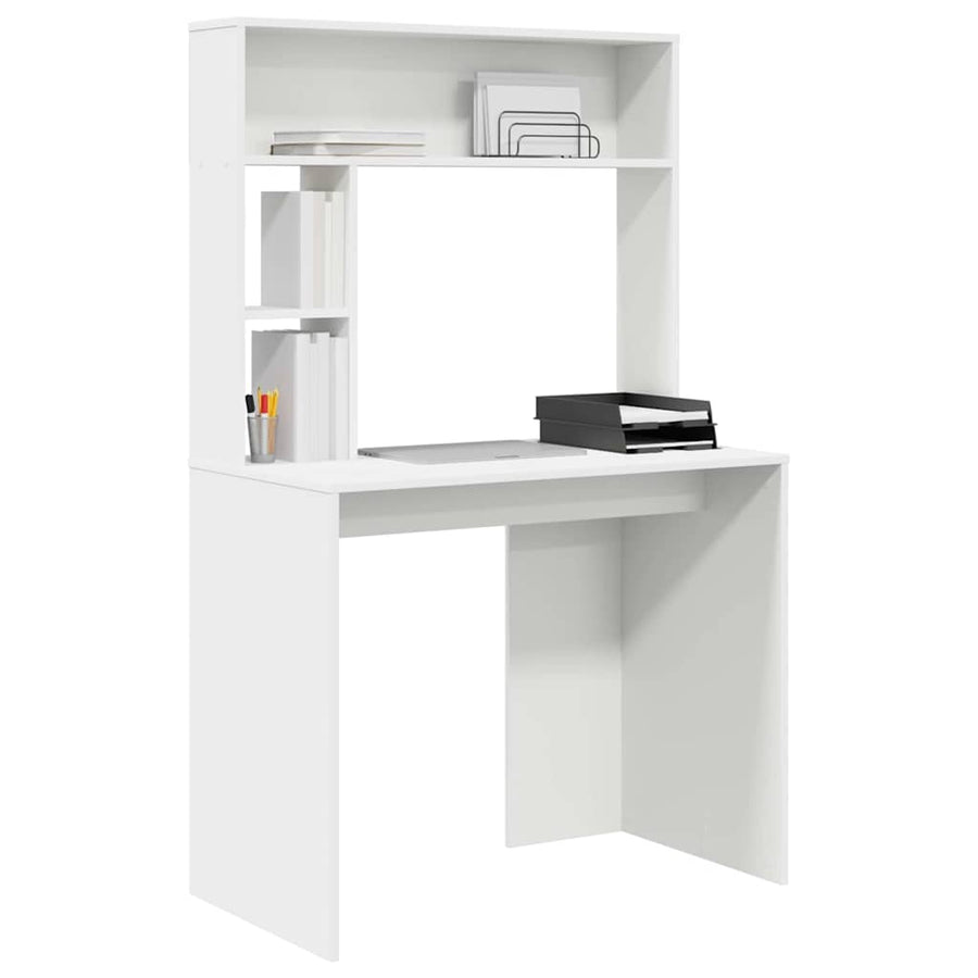 Bureau met plank met opslag Wit 91 x 50 x 149 cm Bewerkt hout